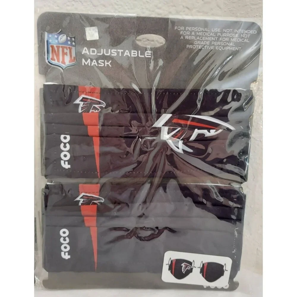NFL Game Day Atlanta Falcons Adult Adjustable Face Mask Covering - 2pk Lot